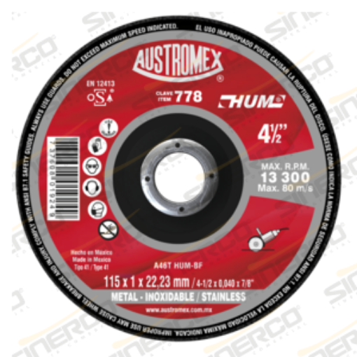 Imagen de DISCO CORTE METAL T41 SP 4½X.04X7/8" HUM