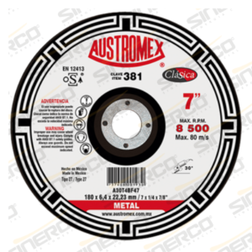 Imagen de 381 DISCO DESBASTE CLASICA METAL 7X1/4X7/8"