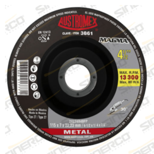 Imagen de DISCO C/CENTRO DEPRIMIDO P/DESBASTE METAL 4-1/2