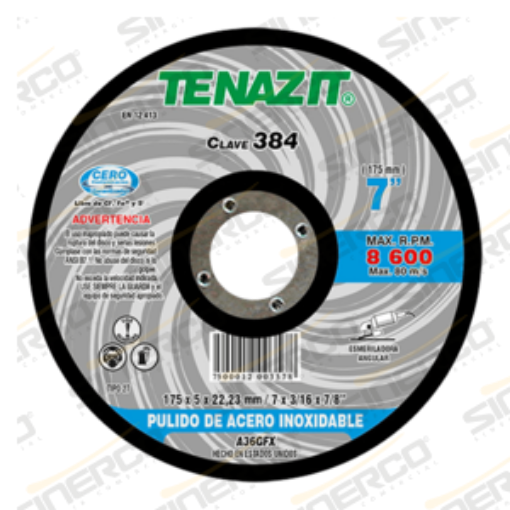 Imagen de 384 DISCO DESBASTE TENAZIT 7X3/16X7/8"