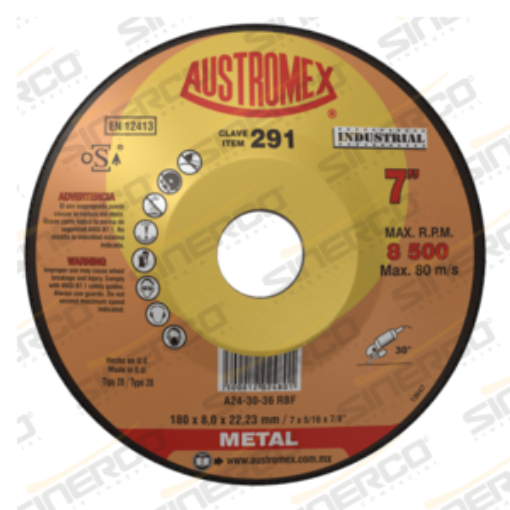 Imagen de 291 DISCO DESBASTE FUNDICION IND. 7"X5/16"X7/8"