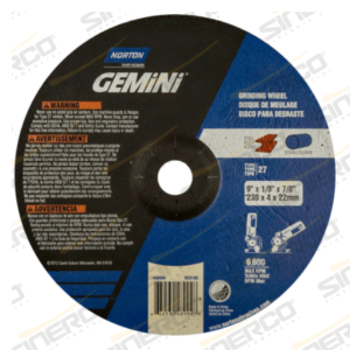 Imagen de DISCO CORTE/DESBASTE T27 GEMINI 9 X 1/8 X 7/8"
