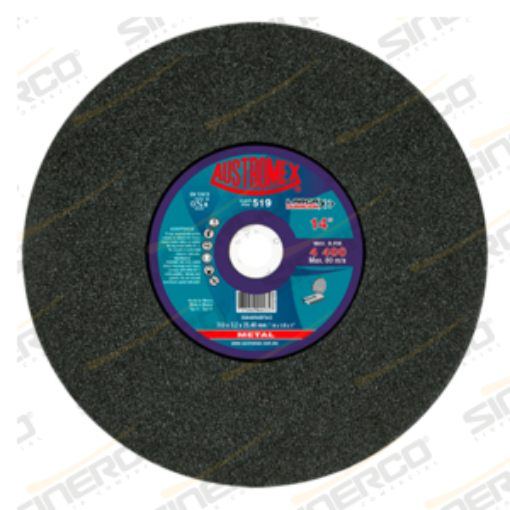 Imagen de 519 DISC PLAN CORTE LARG DURAC 14X1/8X1" ESPEC: 50A46R4BF543 (350X3.2X25.40) T-41, C/10PZAS