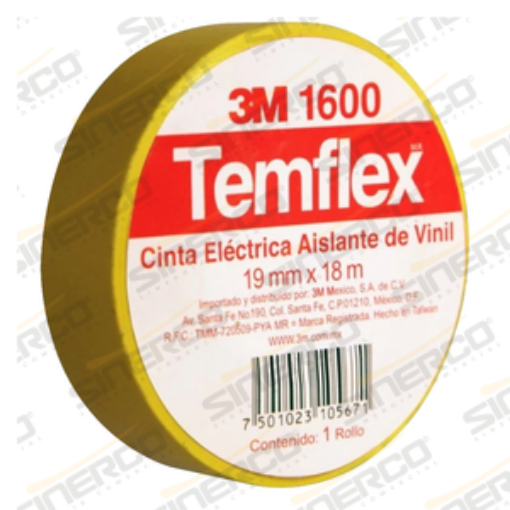 Imagen de TEMFLEX 1600 CINTA ELECTRICA 0.019 X 18 M AMARILLO