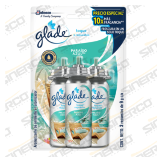 Imagen de GLADE TOQUE 3 REPUESTOS 9G PARAISO AZUL