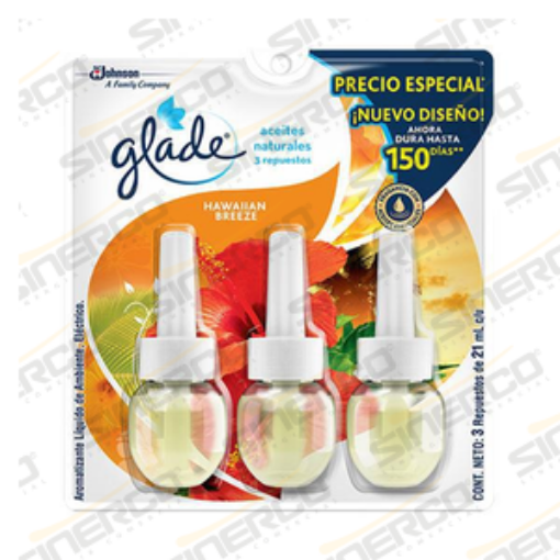 Imagen de GLADE PLUG INS ACEITES NAT 3PK 21ML HAWAIIAN BREEZ