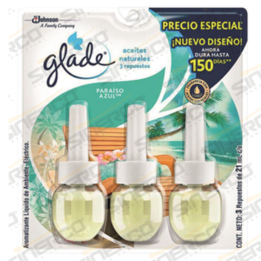 Imagen de GLADE PLUG INS ACEITES NAT 3PK 21ML PARAISO AZUL