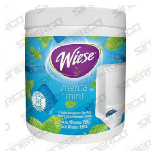 Imagen de WIESE  NNOCR02 CRISTALES NON-PDCB WIESE 750 G /1.65 LB BOTE CODIGO DE BARRAS 7501821530248 AROMA MENTA COLOR AZUL    
