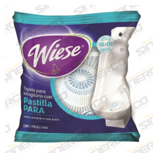 Imagen de WIESE   TAPETE C/PASTILLA PDCB WIESE 85G / 3OZ CODIGO DE BARRAS 7501821520027 AROMA LAVANDA COLOR AZUL    