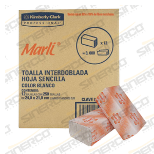 Imagen de TOALLA MANOS INTERDOBLADA MARLI® 250 HJS X 12 PAQ