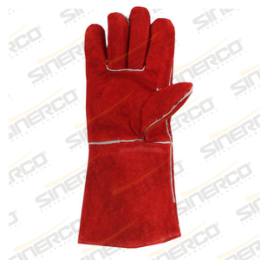 Imagen de GUANTE DE CARNAZA PARA SOLDADOR ROJO HILO KEVLAR