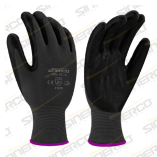 Imagen de GUANTE NYLON NEGRO RECUBRIMIENTO PU TALLA "XS"