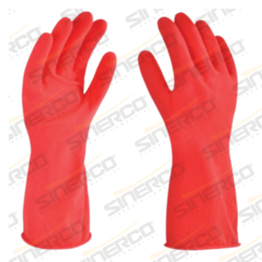 Imagen de GUANTE LATEX FLOCADO ROJO 13" LARGO TALLA 8-8 1/2