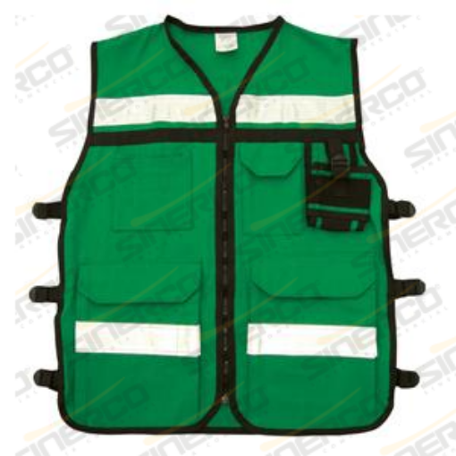 Imagen de CHALECO RESCATISTA VERDE MEDIANO COSTADO AJUSTABLE