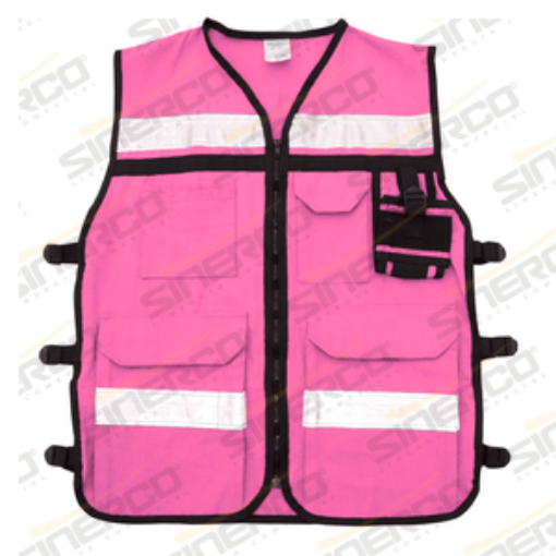 Imagen de CHALECO RESCATISTA ROSA GRANDE COSTADO AJUSTABLE