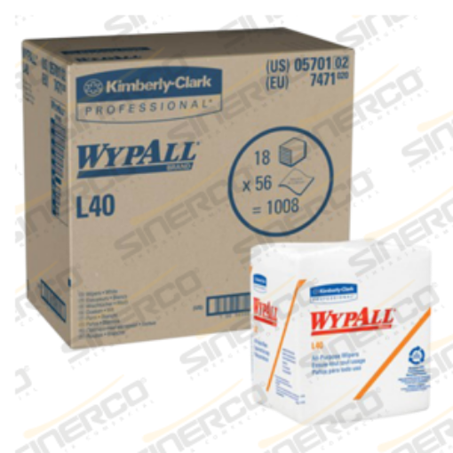 Imagen de KCP 1440 WYPALL L40 CUATRIFOLDEADOS PAÑOS BLANCO 18 PAQUETES DE 56 PIEZAS