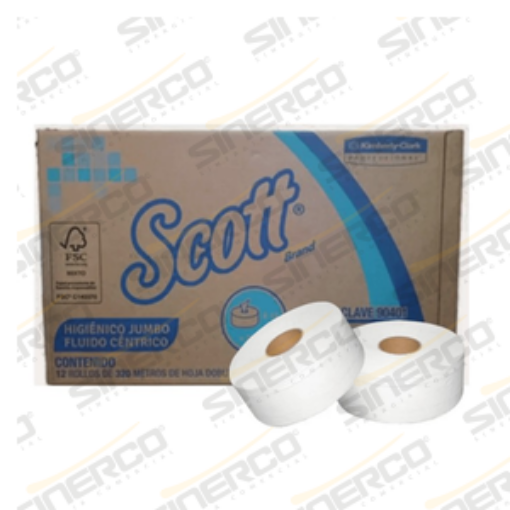 Imagen de KCP 90401 HIGIENICO SCOTT JUMBO FLUIDO CENTRICO 1600 HD X 10.5CM X 12 ROLLOS