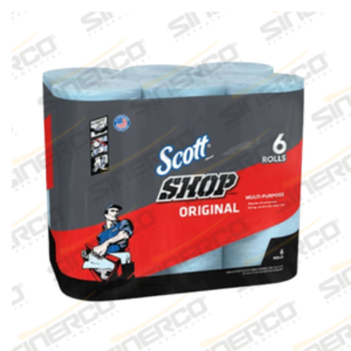 Imagen de KCP 1543 SCOTT SHOP TOWEL AZUL 4 PAQUETES DE 6 ROLLOS