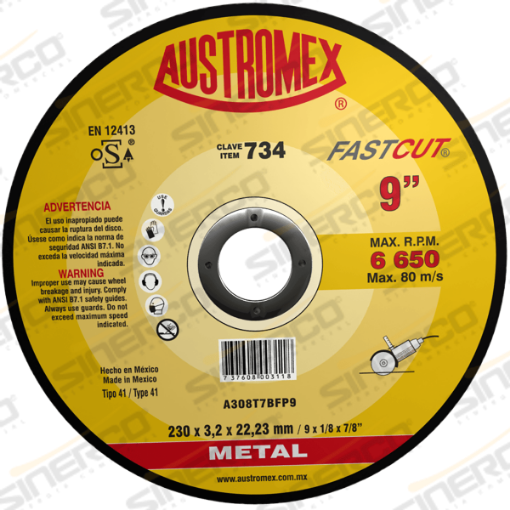 Imagen de 734 DISCO CORTE PLANO C/REFUERZO LATERAL 9X1/8X7/8