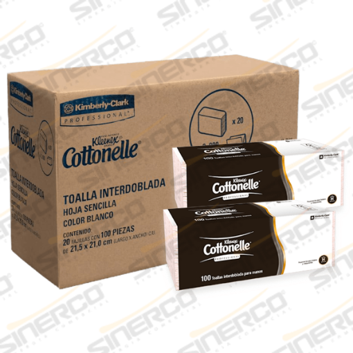 Imagen de KIMBERLY KLEENEX COTTONELLE  TOALLA INTERDOBLADA KLEENEX COTTONELLE TOALLAS 100 TOALLAS TIPO DE HOJA HOJA SENCILLA      