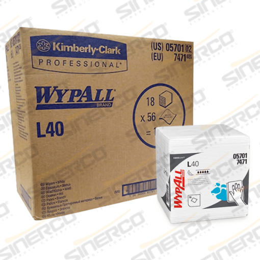 Imagen de KCP 1440 WYPALL L40 CUATRIFOLDEADOS PAÑOS BLANCO 18 PAQUETES DE 56 PIEZAS