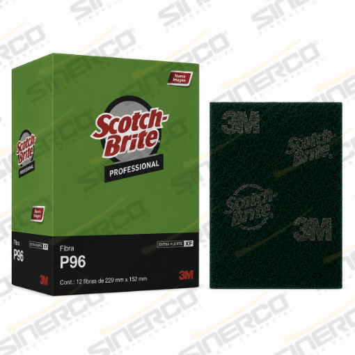 Imagen de 3M SCOTCH BRITE P96 FIBRA VERDE 229 X 152 MM 12 / 144 PZ - ABRASIVIDAD MEDIA / LIMP. MULTIUSOS
